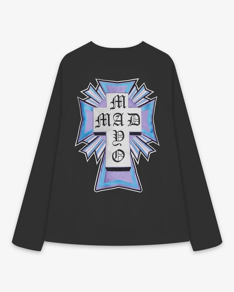 MAYO CROSS EMBROIDERY RAGLAN LONG SLEEVE TEE