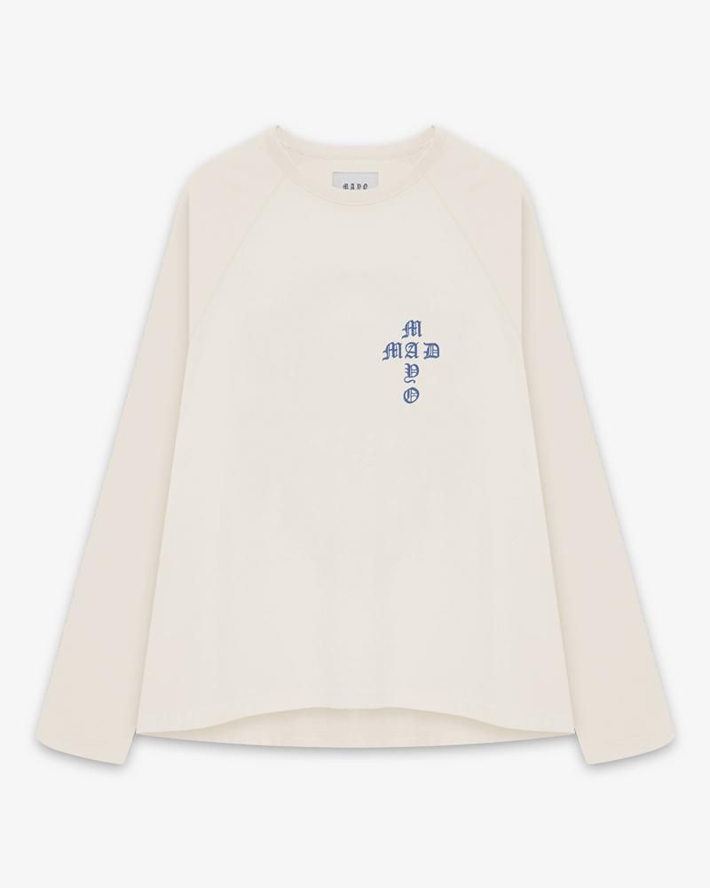 MAYO CROSS EMBROIDERY RAGLAN LONG SLEEVE TEE
