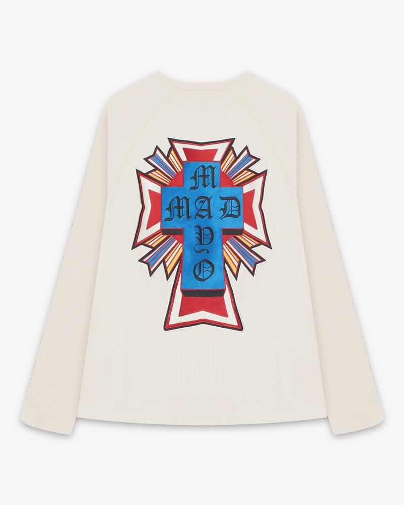 MAYO CROSS EMBROIDERY RAGLAN LONG SLEEVE TEE