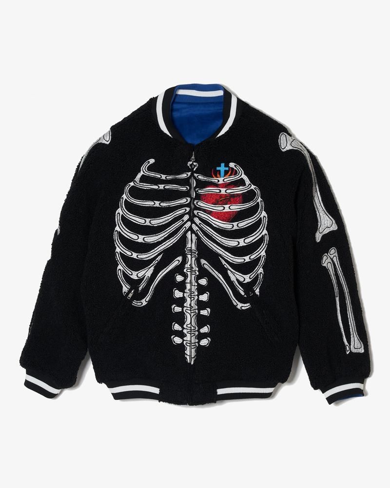 MAYO BONES EMBROIDERY REVERSIBLE BOMBER JACKET