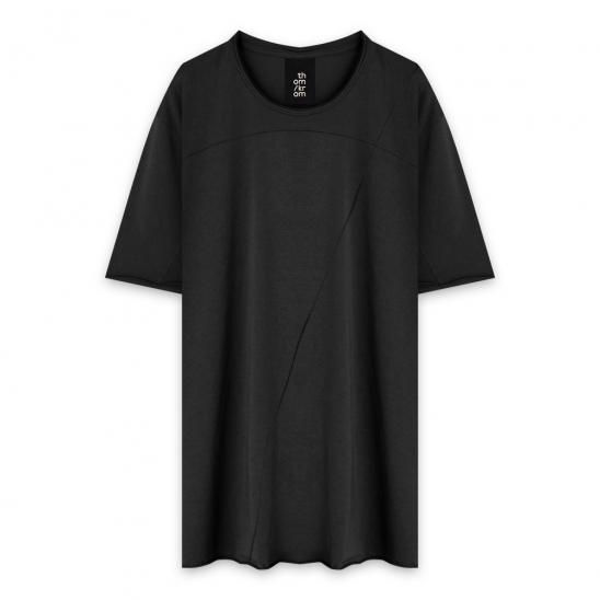 THOM/KROM | HERREN T-SHIRT WORKED/GEWIRKT / BLACK