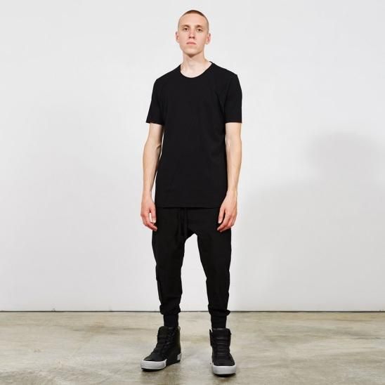 THOM/KROM | HERREN T-SHIRT WORKED/GEWIRKT / BLACK