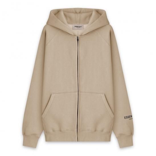 FOG ESSENTIALS | 3D SILICON APPLIQUE FULL ZIP HOODIE / TAN