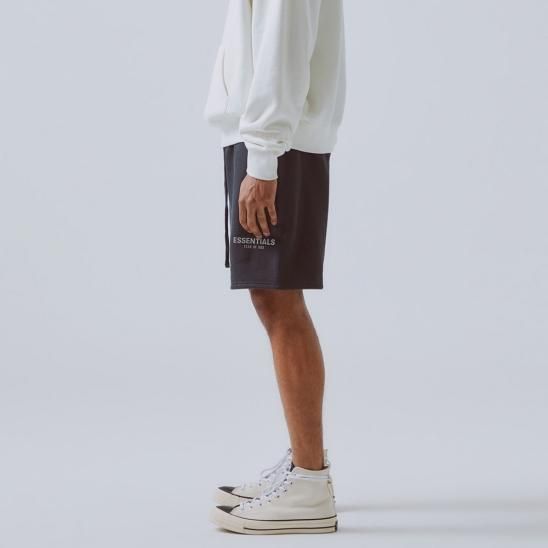 FOG ESSENTIALS | RUBBER TAG PRINT SWEAT SHORTS / BLACK