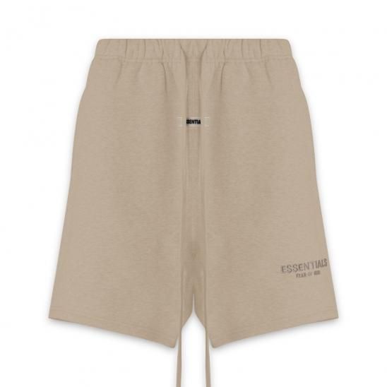 FOG ESSENTIALS | RUBBER TAG PRINT SWEAT SHORTS / TAN