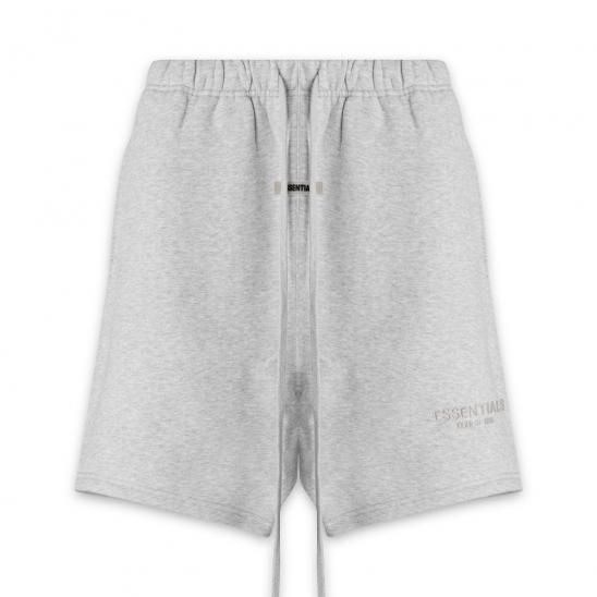 FOG ESSENTIALS | RUBBER TAG PRINT SWEAT SHORTS / HEATHER GREY