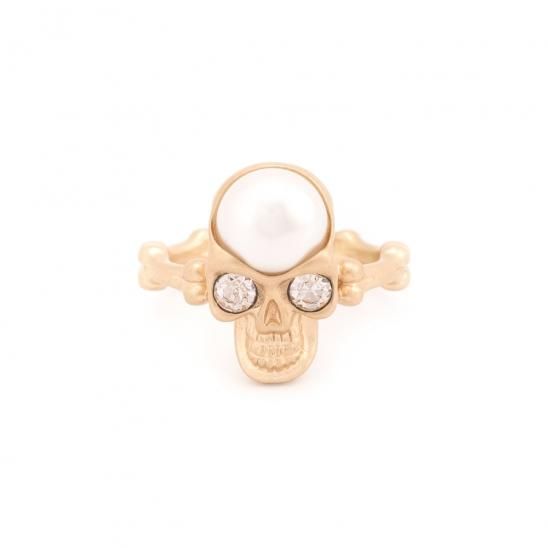 *EVAE+MOB | EVAE+ SKULL PEARL RING / GOLD