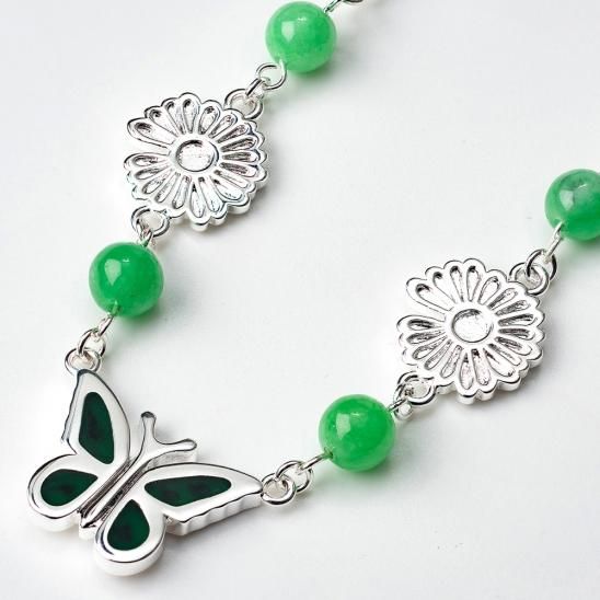 STUGAZI | EMERALD BUTTERFLY NECKLACE / ELECTRIC SILVER