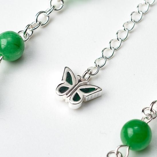 STUGAZI | EMERALD BUTTERFLY NECKLACE / ELECTRIC SILVER