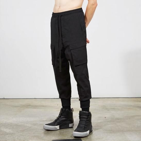 THOM/KROM | MENS HOSE/TROUSERS WORKED/GEWIRKT / BLACK