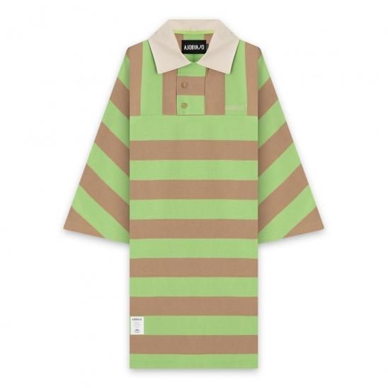 AJOBYAJO | STRIPE OVERSIZED POLO SHIRT / GREEN