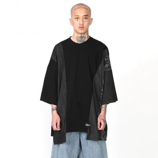 AJOBYAJO | OVERSIZED MIXED T-SHIRT / BLACK