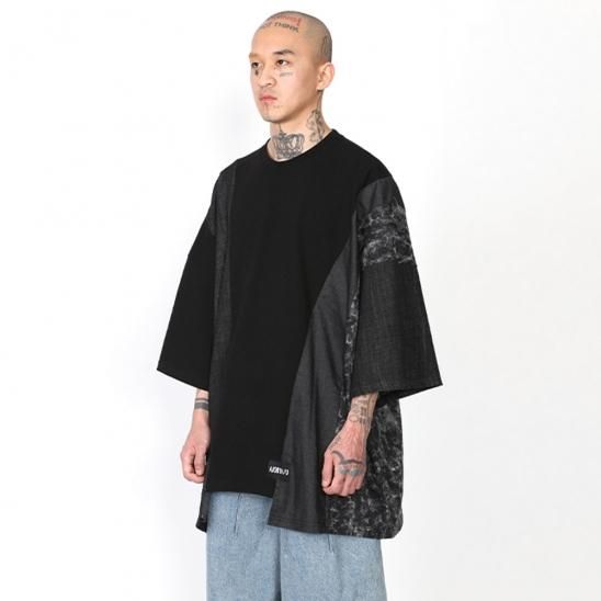 AJOBYAJO | OVERSIZED MIXED T-SHIRT / BLACK