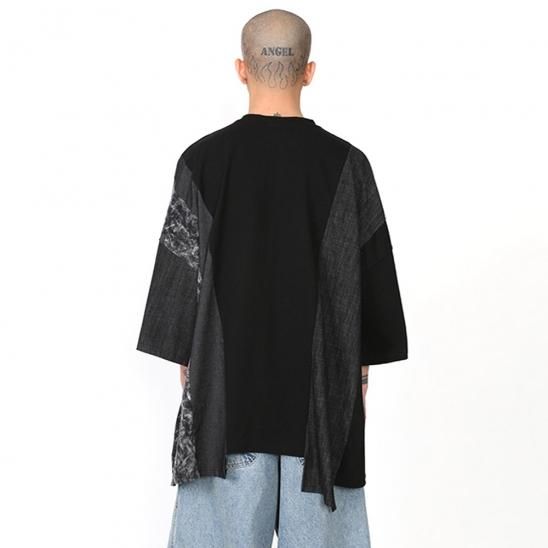 AJOBYAJO | OVERSIZED MIXED T-SHIRT / BLACK