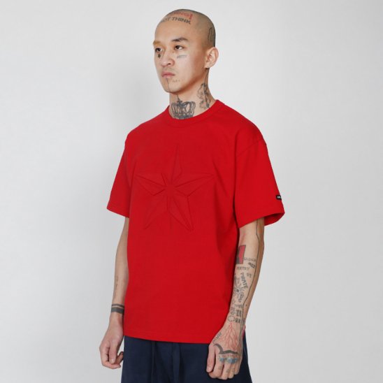 AJOBYAJO | STAR EMBOSSED T-SHIRT / RED