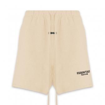 FOG ESSENTIALS | RUBBER TAG PRINT SWEAT SHORTS / BUTTER CREAM