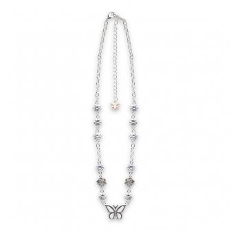 STUGAZI | CRYSTAL BUTTERFLY ANGEL NECKLACE / ELECTRIC SILVER