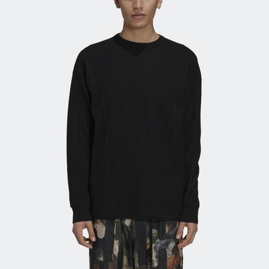 Y-3 ADIDAS YOHJI YAMAMOTO | M CLASSIC MERINO BLEND KNITTED CREW SWEATER / BLACK