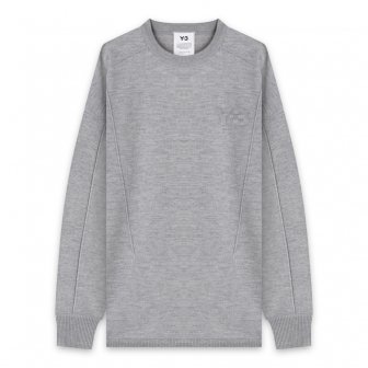 Y-3 ADIDAS YOHJI YAMAMOTO | M CLASSIC MERINO BLEND KNITTED CREW SWEATER / GREY