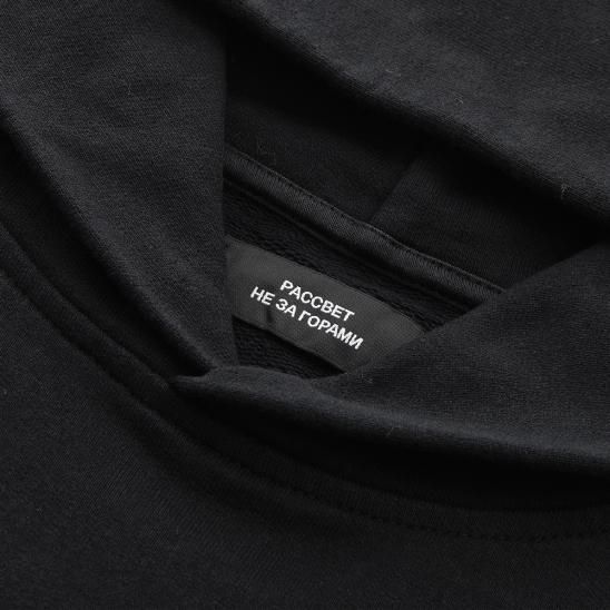 RASSVET | MENS COTTON LOGO HOODIE KNIT / BLACK