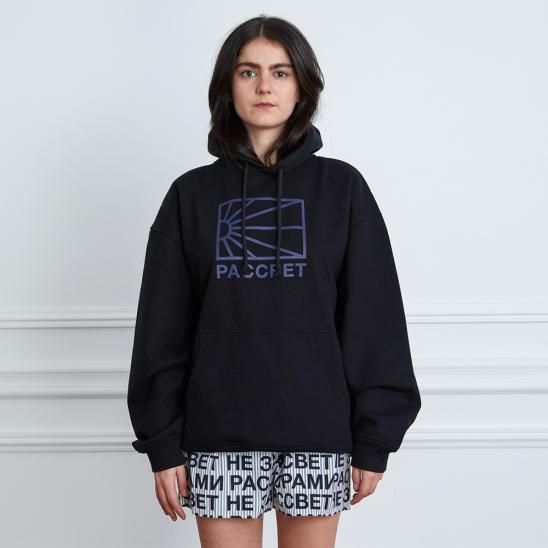 RASSVET | MENS COTTON LOGO HOODIE KNIT / BLACK
