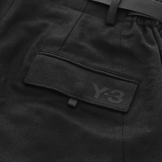 Y-3 ADIDAS YOHJI YAMAMOTO | M CLASSIC WOOL FLANNEL CUFF PANTS / BLACK