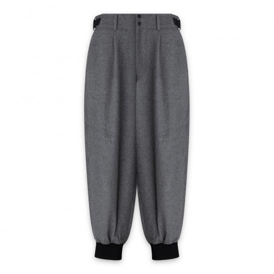 Y-3 ADIDAS YOHJI YAMAMOTO | M CLASSIC WOOL FLANNEL CUFF PANTS / GREY
