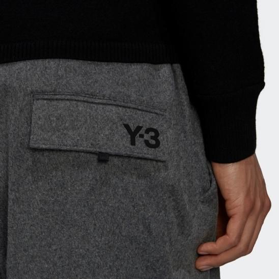 Y-3 ADIDAS YOHJI YAMAMOTO | M CLASSIC WOOL FLANNEL CUFF PANTS / GREY