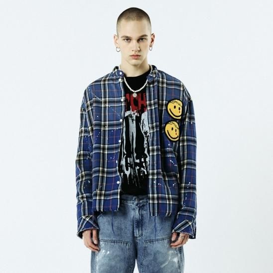 SOMEIT | K.O.K LS VINTAGE FLANNEL SHIRTS / BLUE