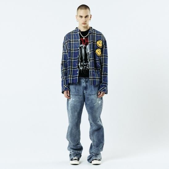 SOMEIT | K.O.K LS VINTAGE FLANNEL SHIRTS / BLUE