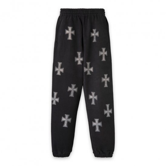 UNKNOWN | CROSS RHINESTONE JOGGERS / BLACK