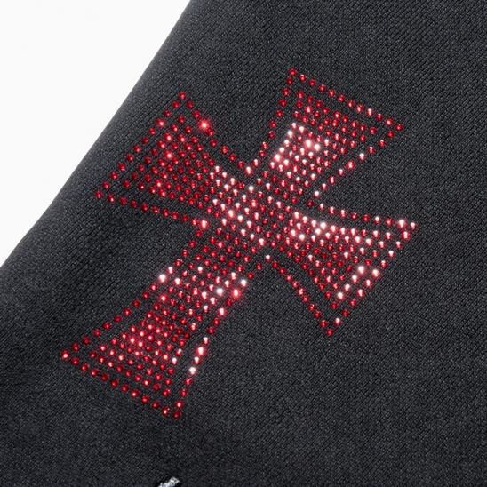 UNKNOWN | CROSS RHINESTONE JOGGERS / BLACK X RED