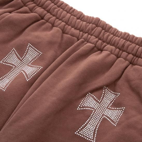 UNKNOWN | CROSS RHINESTONE JOGGERS / BROWN