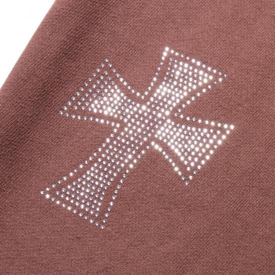 UNKNOWN | CROSS RHINESTONE JOGGERS / BROWN