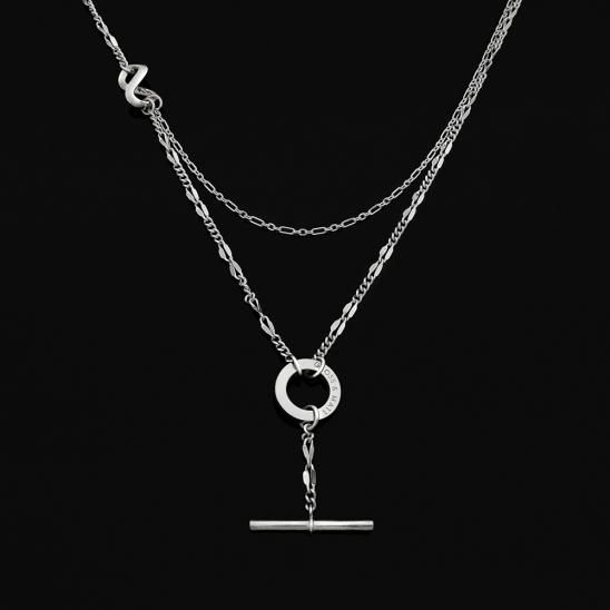 GLOSS&MATT | TWO CHAIN MOEBIUS NECKLACE / SILVER
