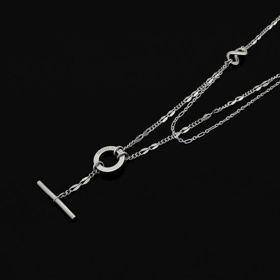 GLOSS&MATT | TWO CHAIN MOEBIUS NECKLACE / SILVER