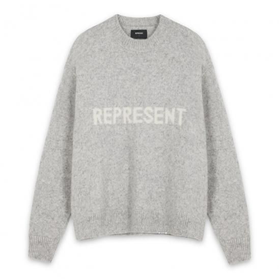 REPRESENT(リプレゼント) 商品ページ - LOGO KNIT SWEATER / ASH REPRESENT(リプレゼント) 商品ページ - LOGO KNIT SWEATER / ASH