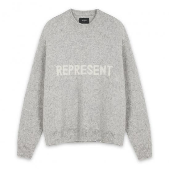 REPRESENT | LOGO KNIT SWEATER / ASH GREY