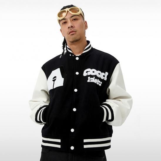 A FEW GOOD KIDS | BLOCK LOGO STADIUM JACKET / BLACK