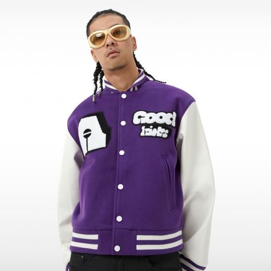 A FEW GOOD KIDS | BLOCK LOGO STADIUM JACKET / PURPLE