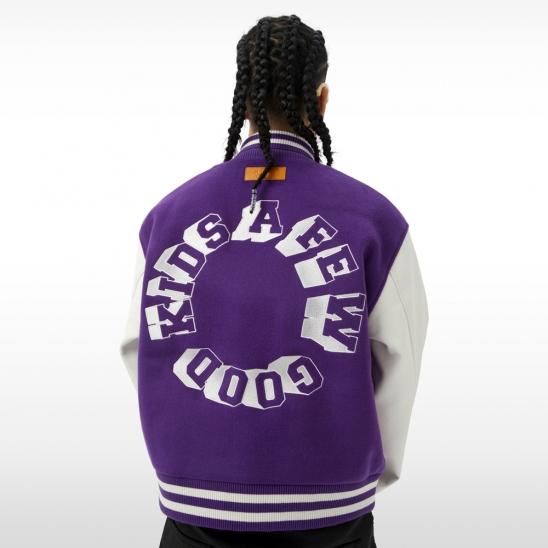 A FEW GOOD KIDS | BLOCK LOGO STADIUM JACKET / PURPLE