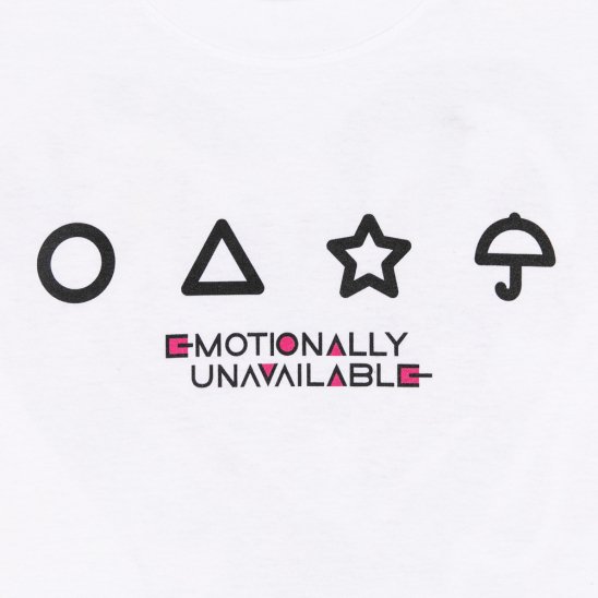 EMOTIONALLY UNAVAILABLE X SQUID GAME | SGM X EU HEART LOGO TEE / WHITE