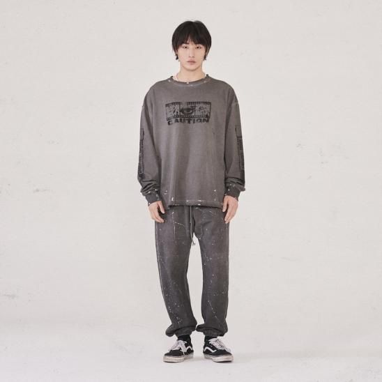 SOMEIT | S.E L/S VINTAGE TEE / STONE GREY