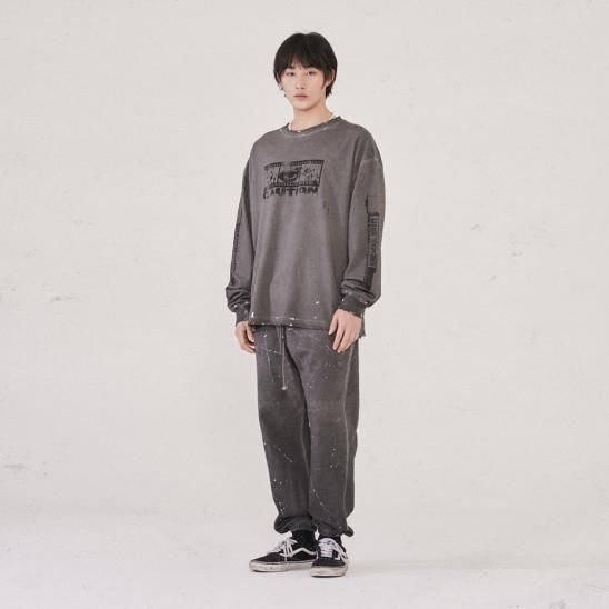 SOMEIT | S.E L/S VINTAGE TEE / STONE GREY