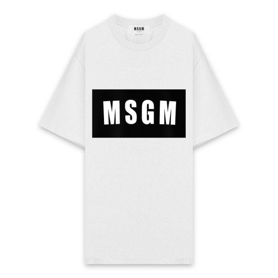 MSGM | LOGO BOX CREW NECK T-SHIRT / WHITE