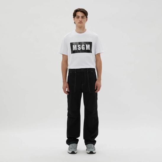 MSGM | LOGO BOX CREW NECK T-SHIRT / WHITE