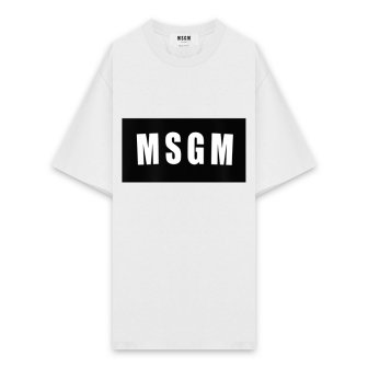 MSGM | LOGO BOX CREW NECK T-SHIRT / WHITE
