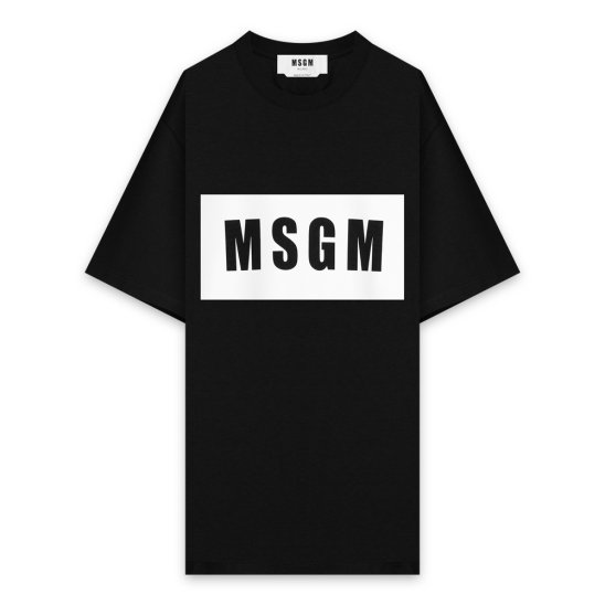 MSGM | LOGO BOX CREW NECK T-SHIRT / BLACK