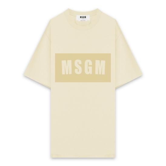 MSGM | LOGO BOX CREW NECK T-SHIRT / BEIGE