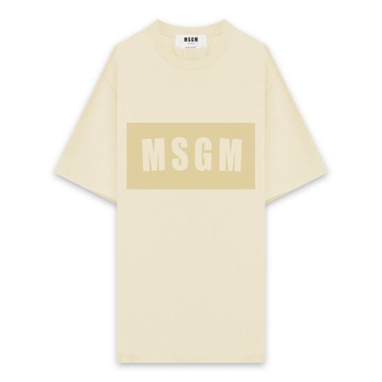 MSGM | LOGO BOX CREW NECK T-SHIRT / BEIGE